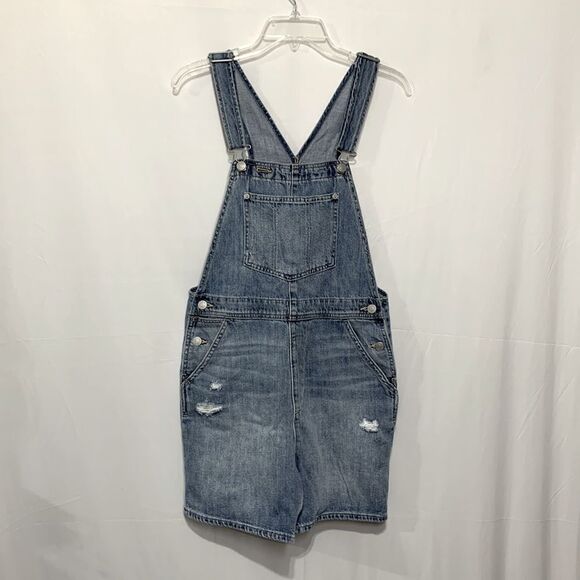 GAP shortall short jean overall adjustable straps pockets light distress size S - Picture 1 of 9